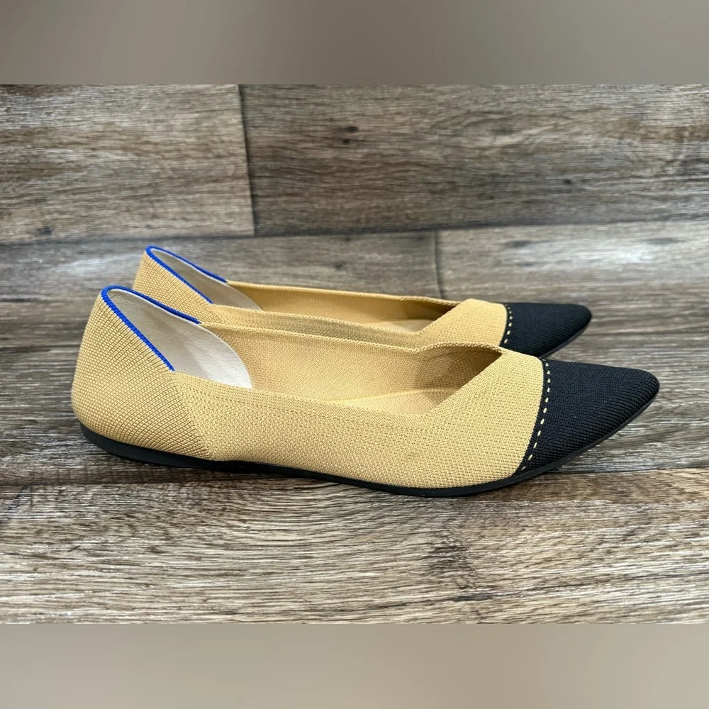 Rothy's The Point II In Camel Captoe Ballet Flat Shoes In Love Insole Size 12.5